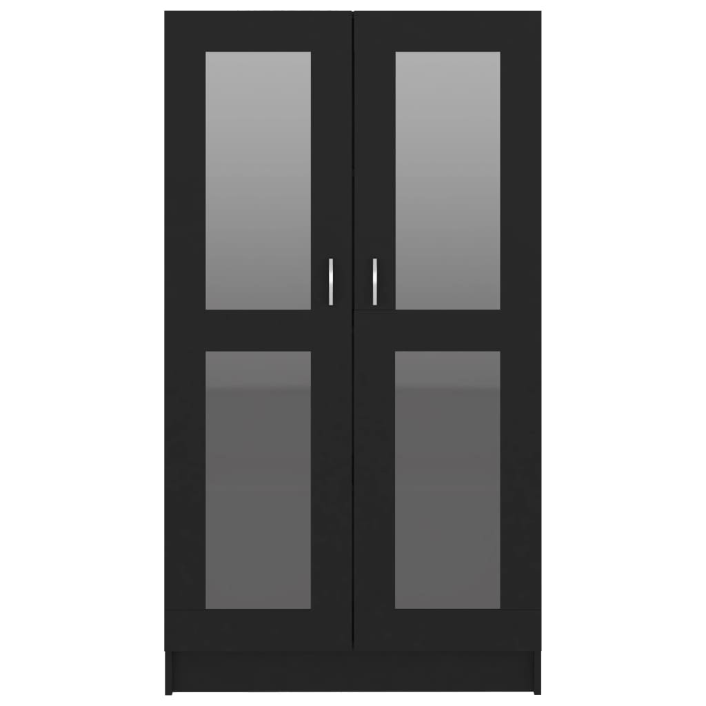 vidaXL vitrīna, melna, 82,5x30,5x150 cm, skaidu plāksne
