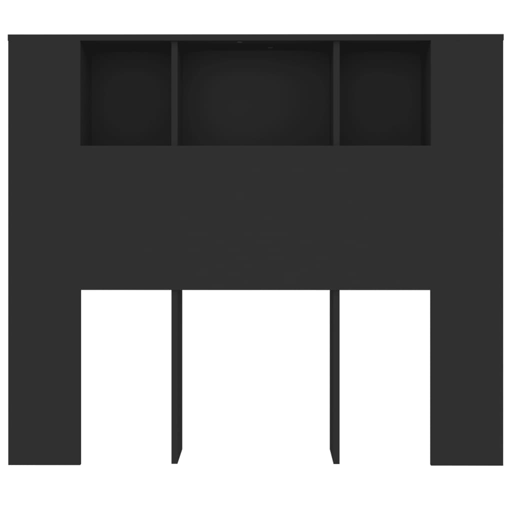 vidaXL gultas galvgalis ar plauktu, melns, 120x18,5x102,5 cm