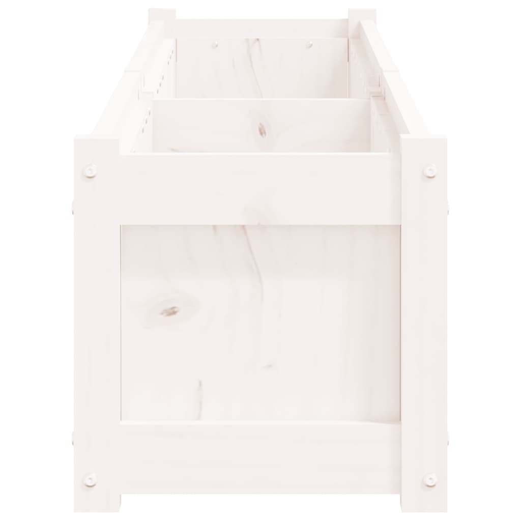 vidaXL dārza puķu kaste, balta, 180x31x31 cm, priedes masīvkoks