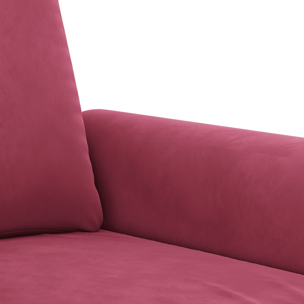 vidaXL trīsdaļīgs dīvānu komplekts ar spilveniem, vīnsarkans samts