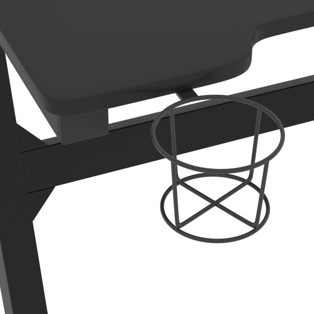 vidaXL datorspēļu galds ar LED, Z-formas kājas, melns, 90x60x75 cm