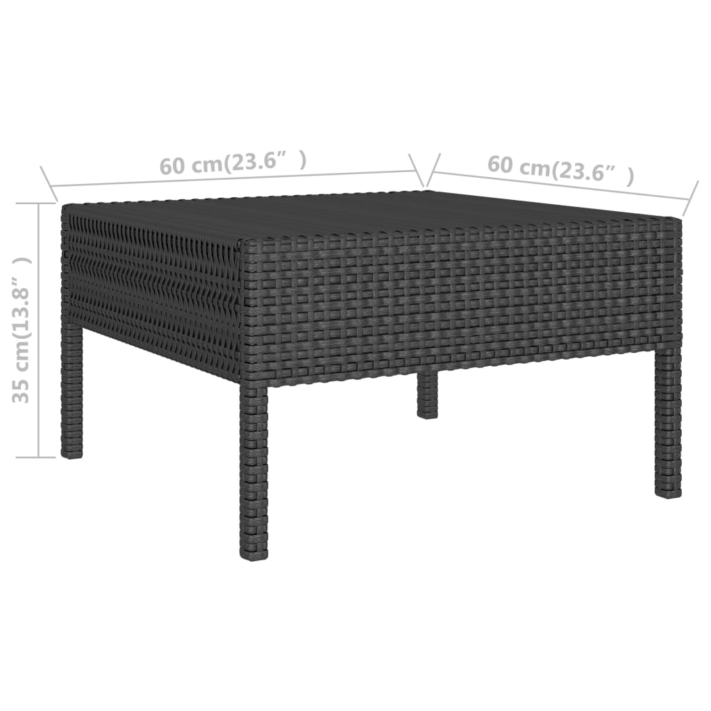 vidaXL 5-daļīgs dārza dīvānu komplekts, melna PE rotangpalma