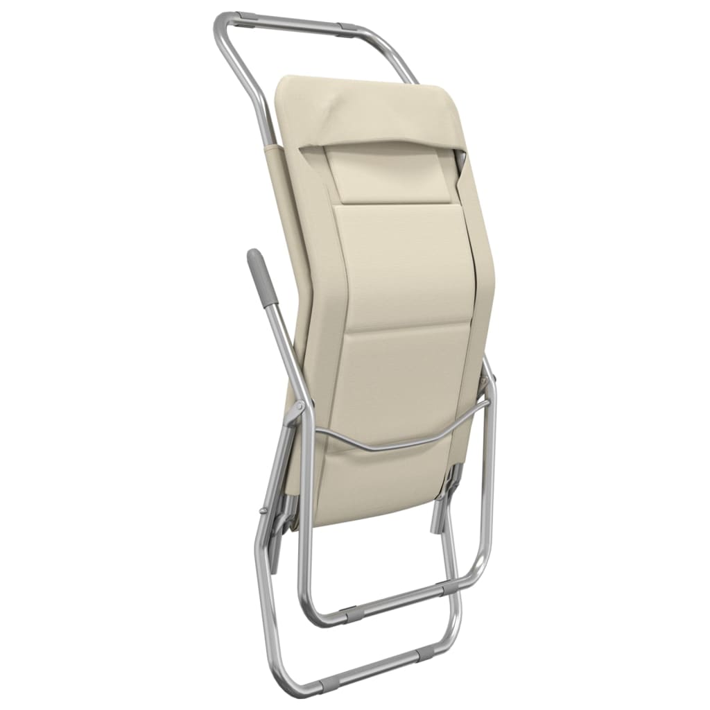 vidaXL sauļošanās krēsli, 2 gb., saliekami, bēšs tekstilēns, tērauds
