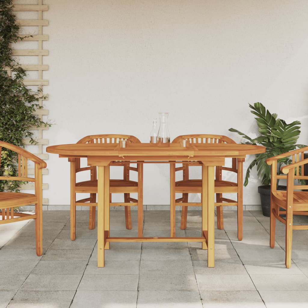 vidaXL izvelkams dārza galds, 110-160x80x75 cm, masīvs tīkkoks
