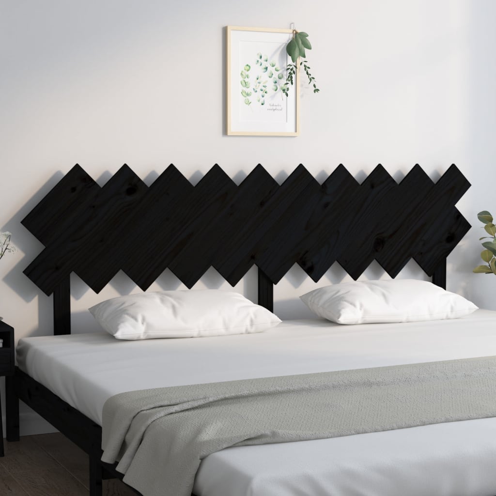 vidaXL gultas galvgalis, melns, 196x3x80,5 cm, priedes masīvkoks