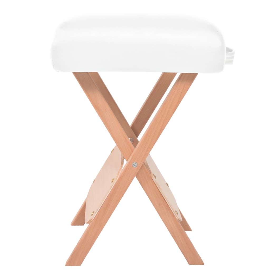 vidaXL masāžas galds un taburete, 2 daļas, saliekams, 10 cm, balts