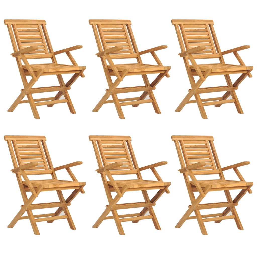 vidaXL saliekami dārza krēsli, 6 gab., 56x63x90 cm, masīvs tīkkoks
