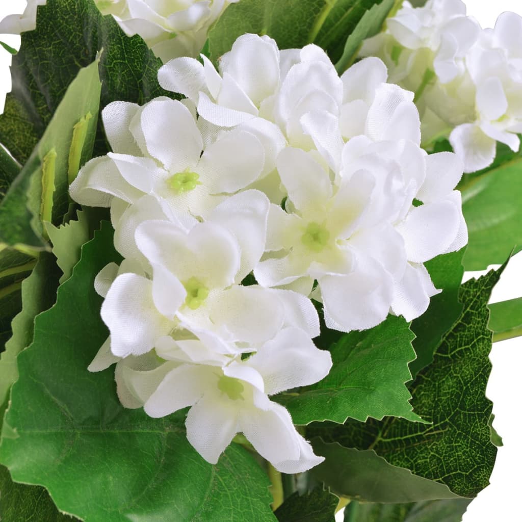 vidaXL mākslīgais augs, hortenzijas ar podiņu, 60 cm, baltas