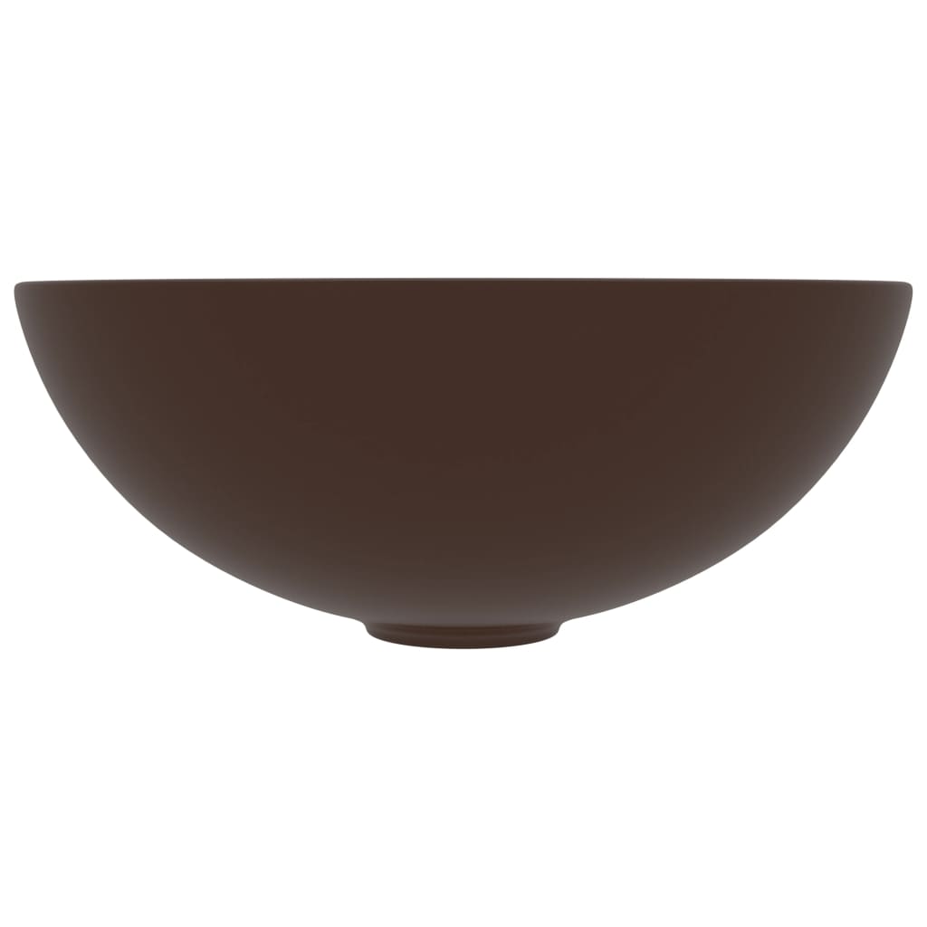 vidaXL vannasistabas izlietne, apaļa, matēta, tumši brūna keramika