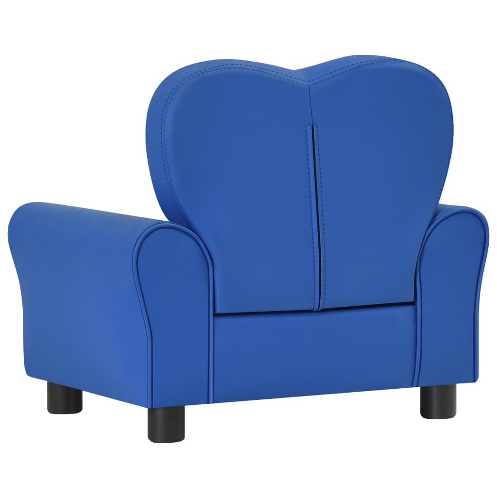 vidaXL bērnu dīvāns, zila mākslīgā āda