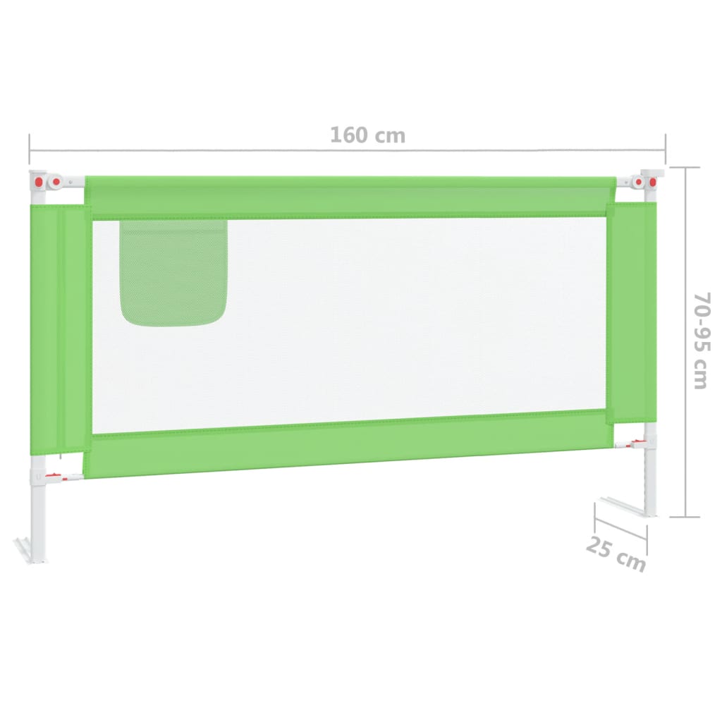vidaXL bērnu gultas aizsargbarjera, zaļa, 160x25 cm, audums