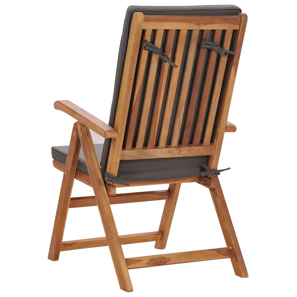 vidaXL atgāžami dārza krēsli ar spilveniem, 2 gab., masīvs tīkkoks