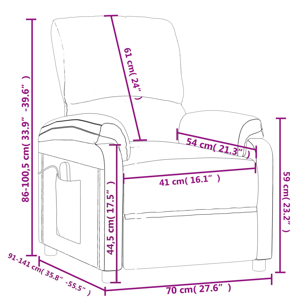 vidaXL masāžas krēsls, brūns audums