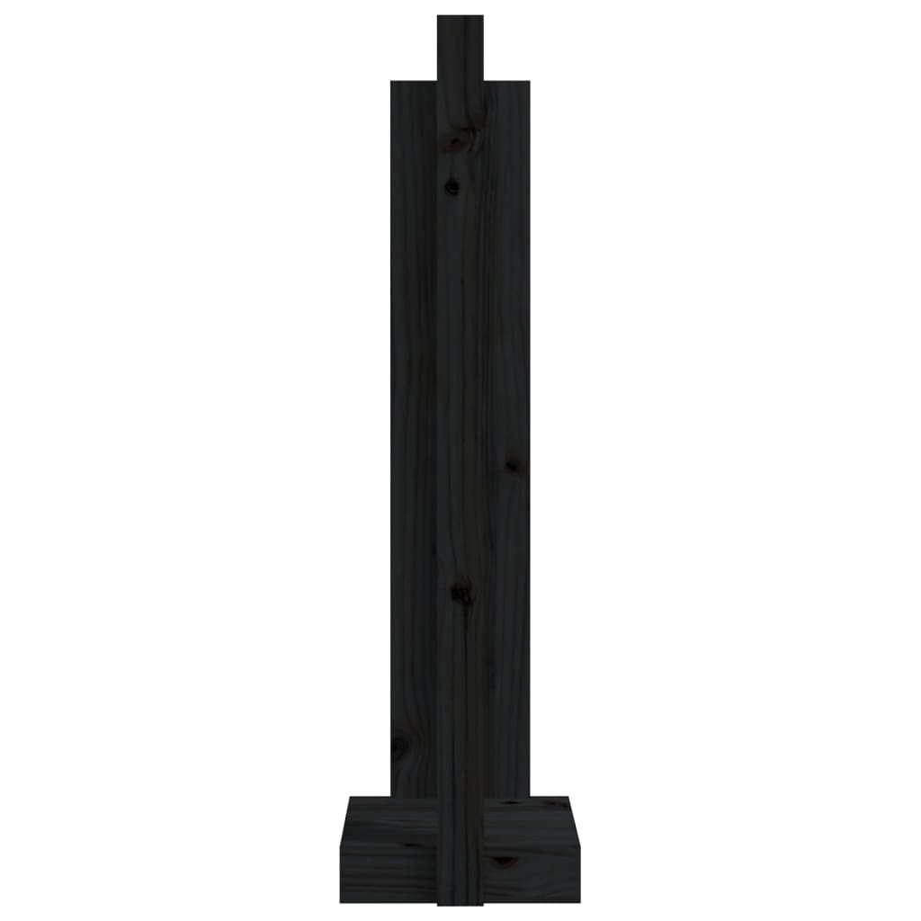 vidaXL malkas statīvs, melns, 33,5x30x110 cm, priedes masīvkoks