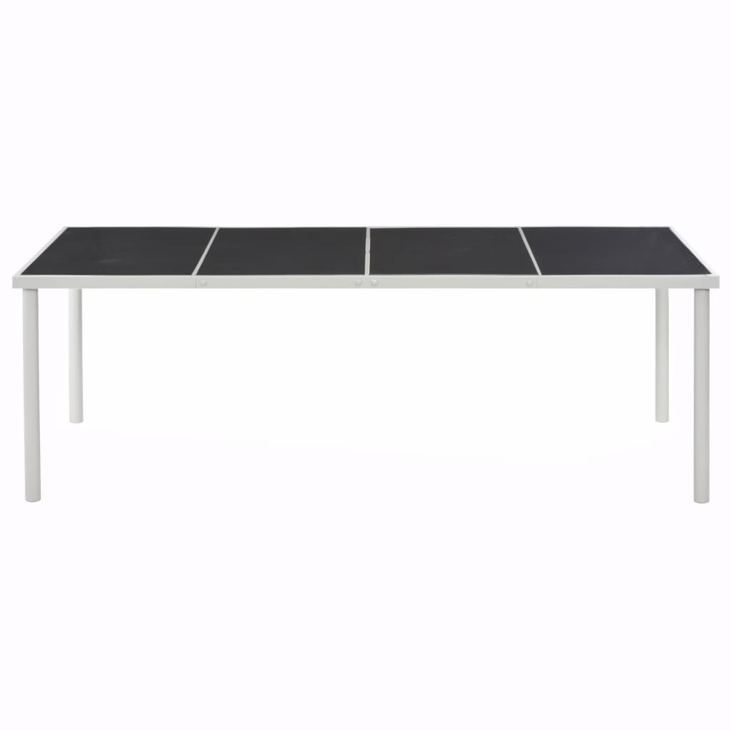 vidaXL dārza galds, 220x90x74,5 cm, melns, tērauds