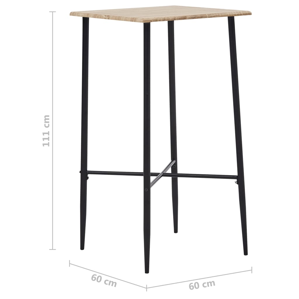 vidaXL bāra galds, ozolkoka krāsa, 60x60x111 cm, MDF