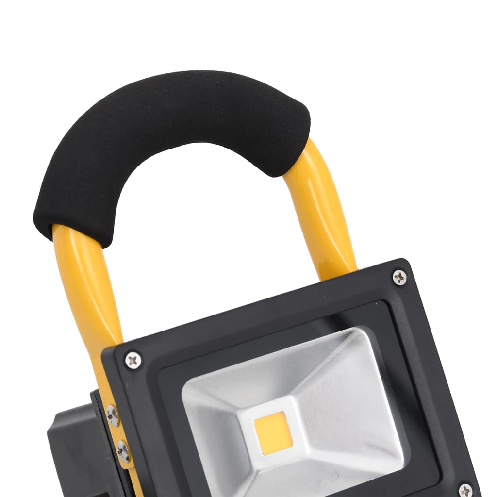 vidaXL LED prožektors ar rokturi, uzlādējams, 10 W, silti balta gaisma