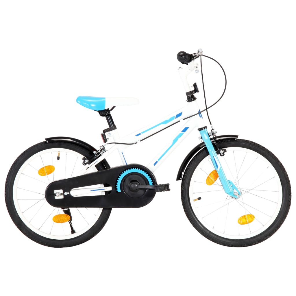 vidaXL bērnu velosipēds, 18 collas, zils ar baltu