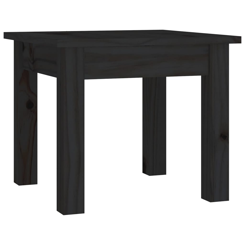 vidaXL kafijas galdiņš, melns, 35x35x30 cm, priedes masīvkoks