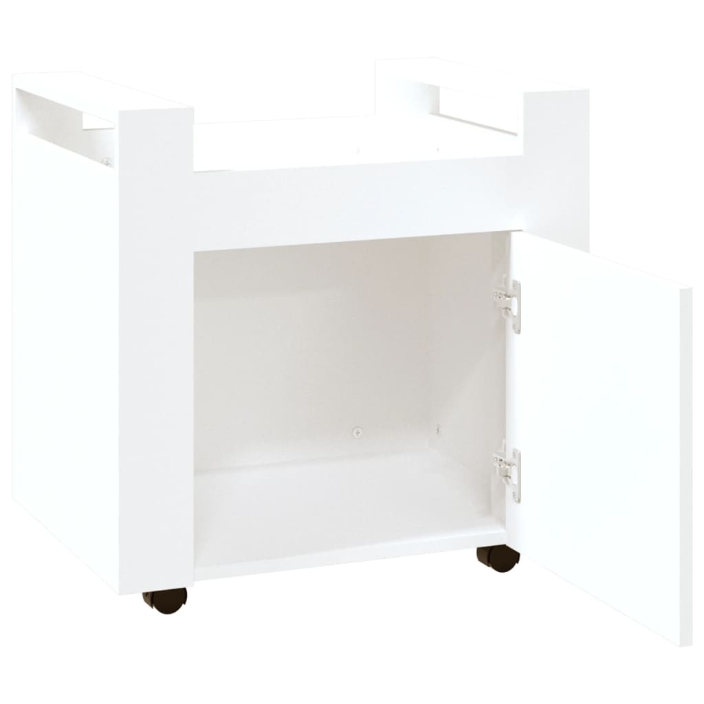vidaXL galda skapītis uz riteņiem, balts, 60x45x60 cm