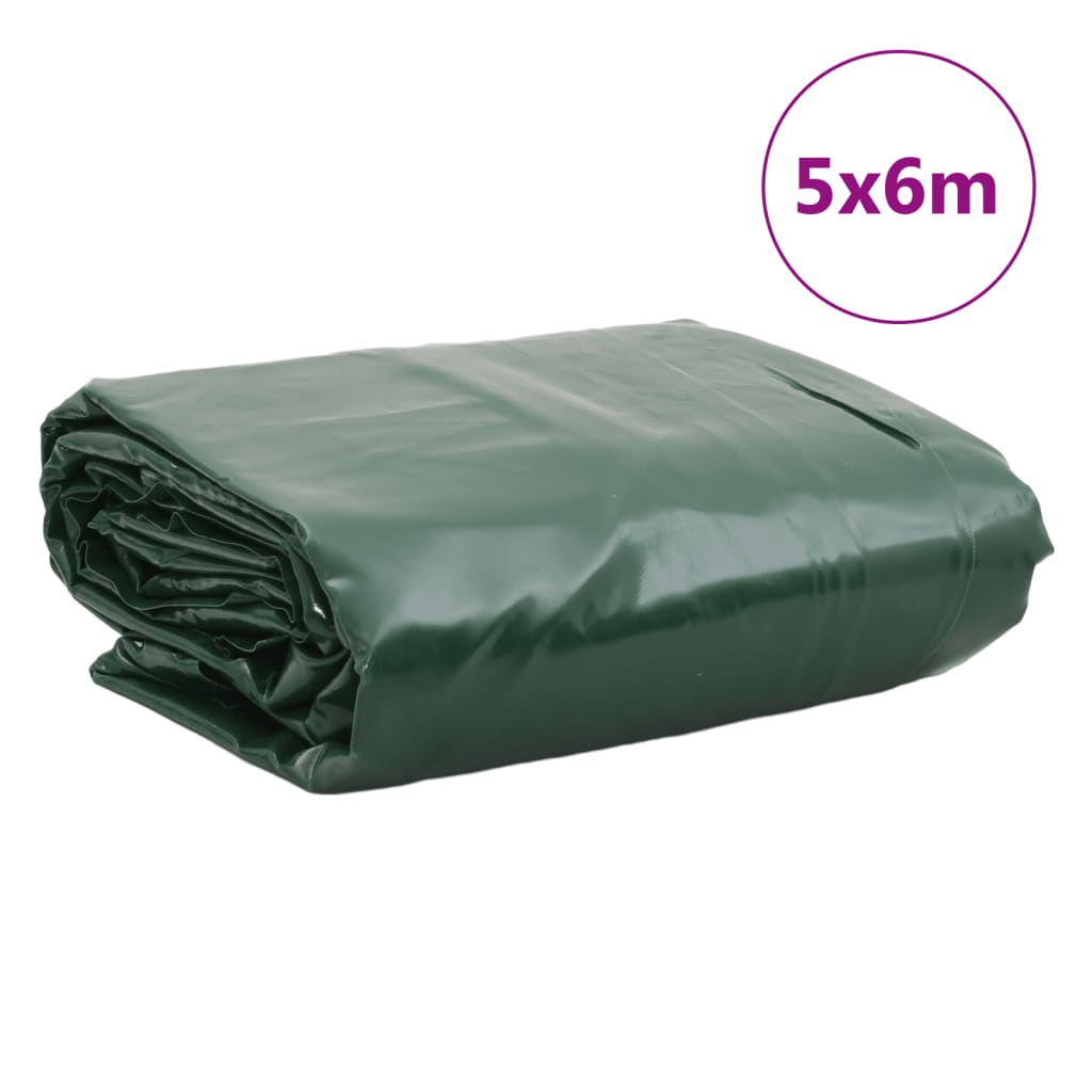 vidaXL brezenta pārklājs, zaļš, 5x6 m, 650 g/m²
