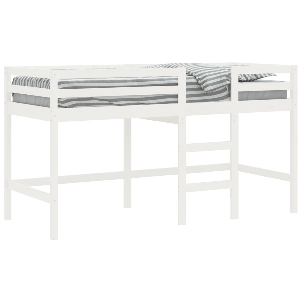 vidaXL bērnu gulta ar trepēm, balts, 80x200 cm, priedes masīvkoks