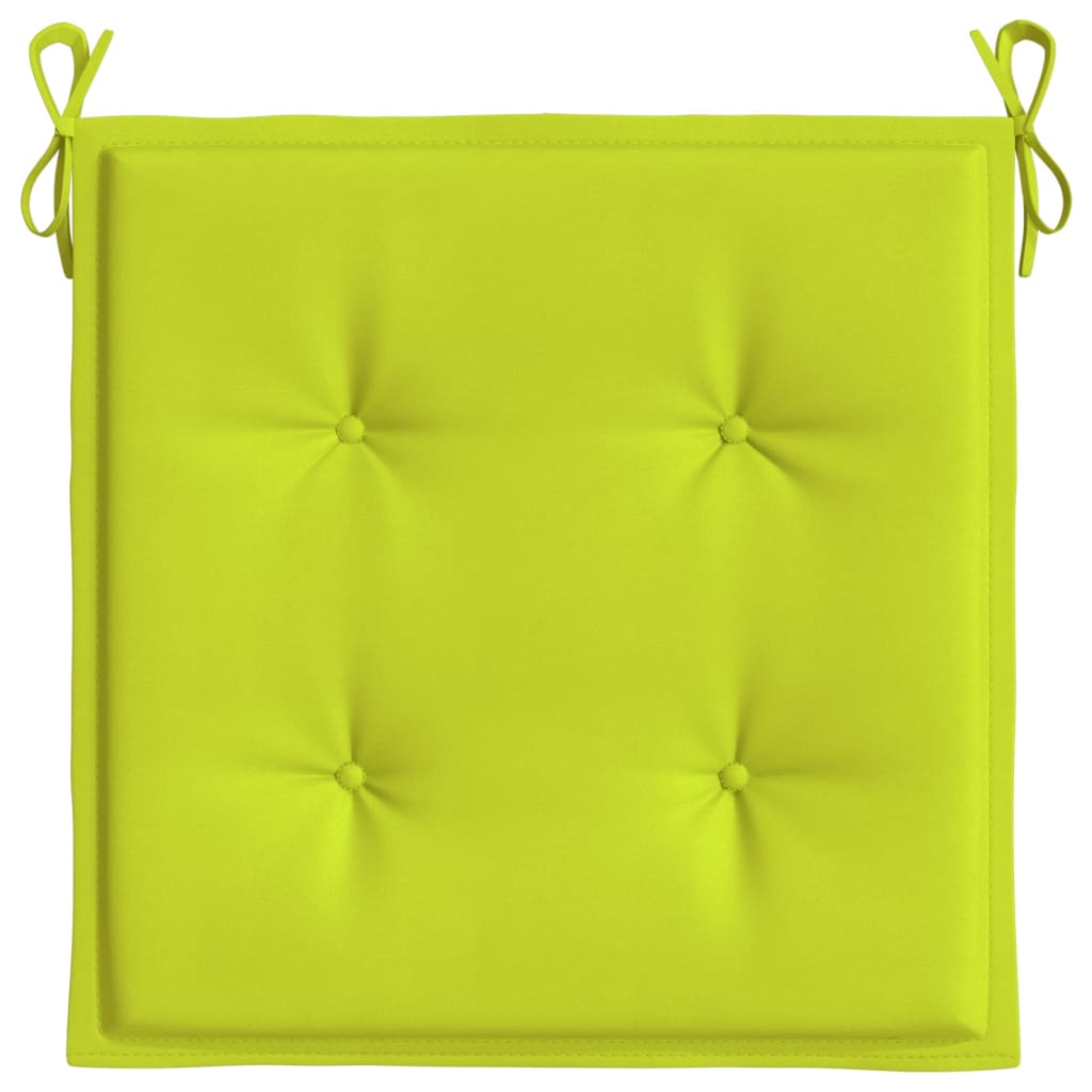 vidaXL dārza krēslu spilveni, 4 gab., spilgti zaļi, 50x50x3 cm, audums