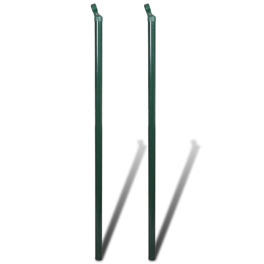 vidaXL stiepļu žogs ar stabiem, tērauds, 1,5x15 m, zaļš