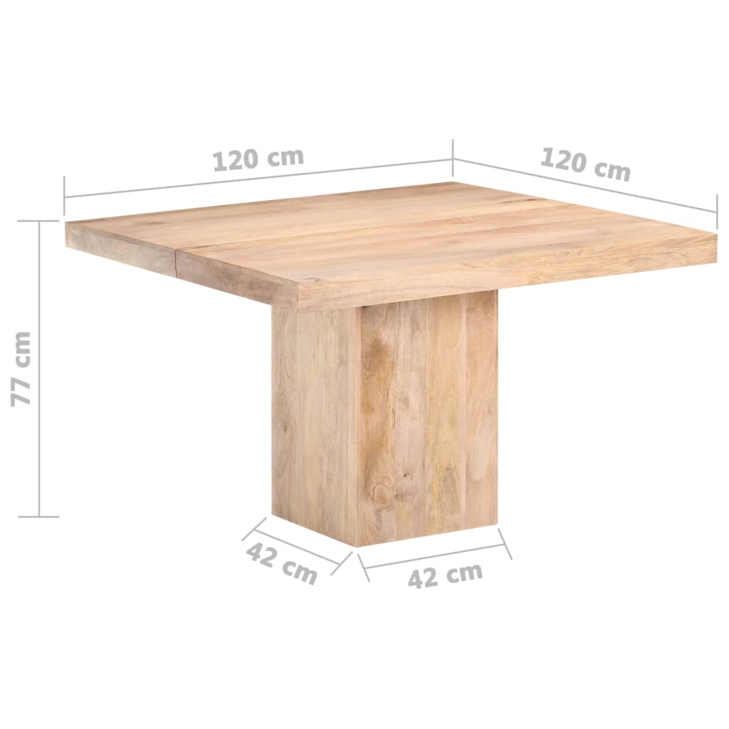 vidaXL virtuves galds, 120x120x77 cm, mango masīvkoks