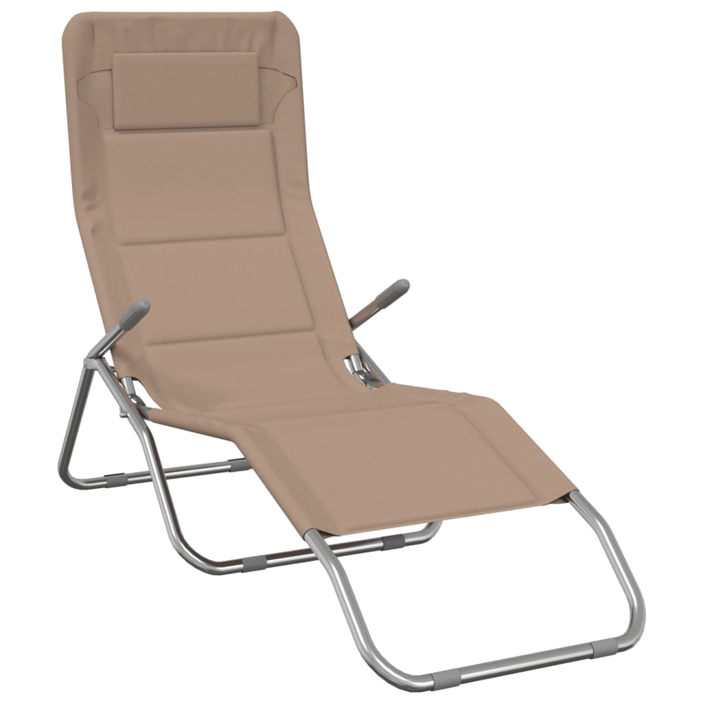 vidaXL sauļošanās krēsli, 2 gb., saliekami, brūns tekstilēns, tērauds