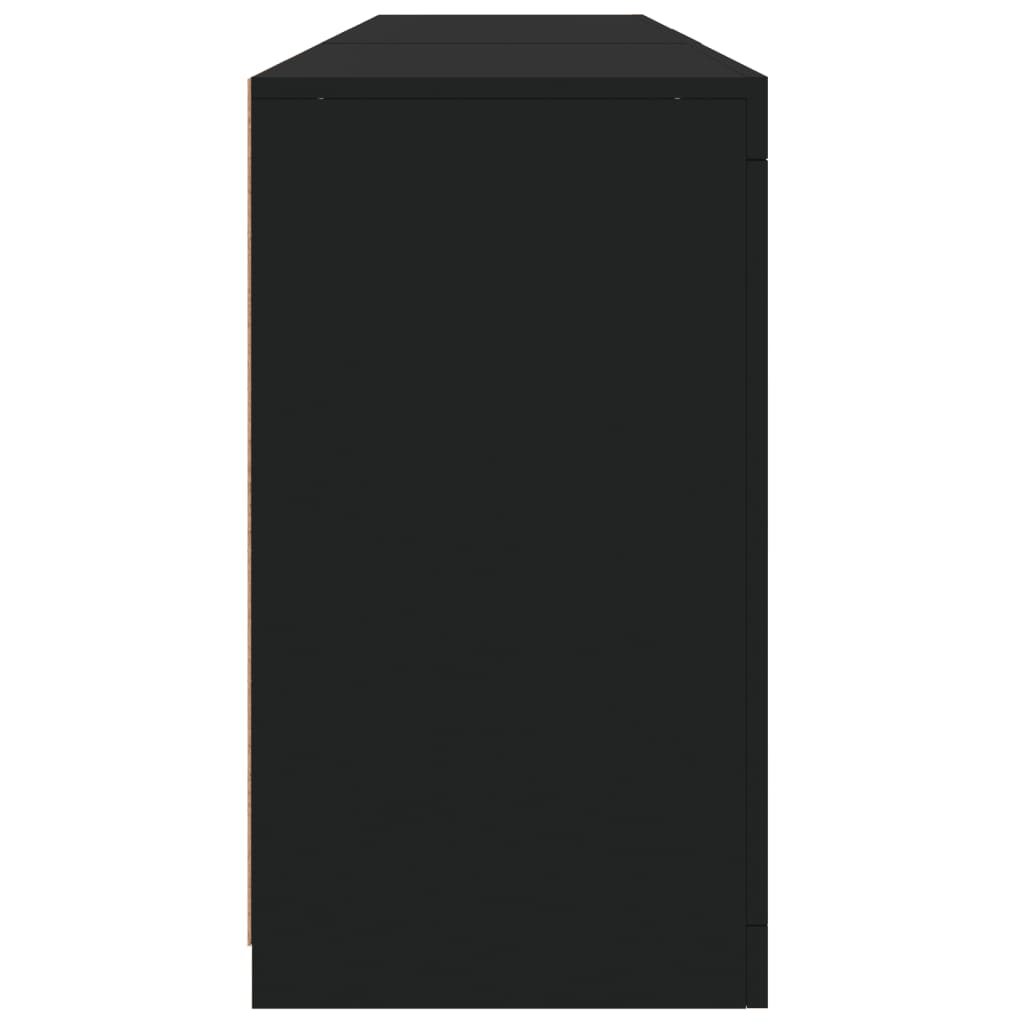 vidaXL kumode ar LED lampiņām, melna, 181,5x37x67 cm