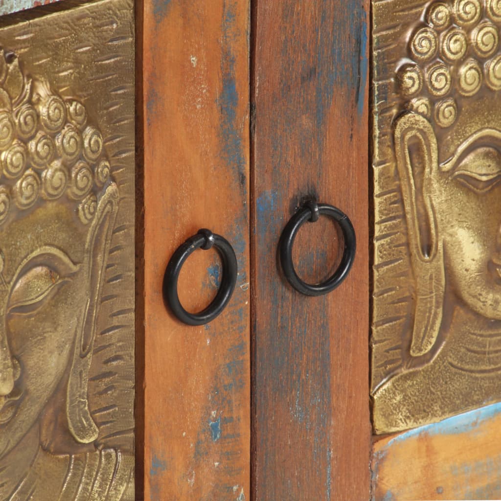 vidaXL kumode ar Budas dekoriem, 60x35x75 cm, pārstrādāts masīvkoks