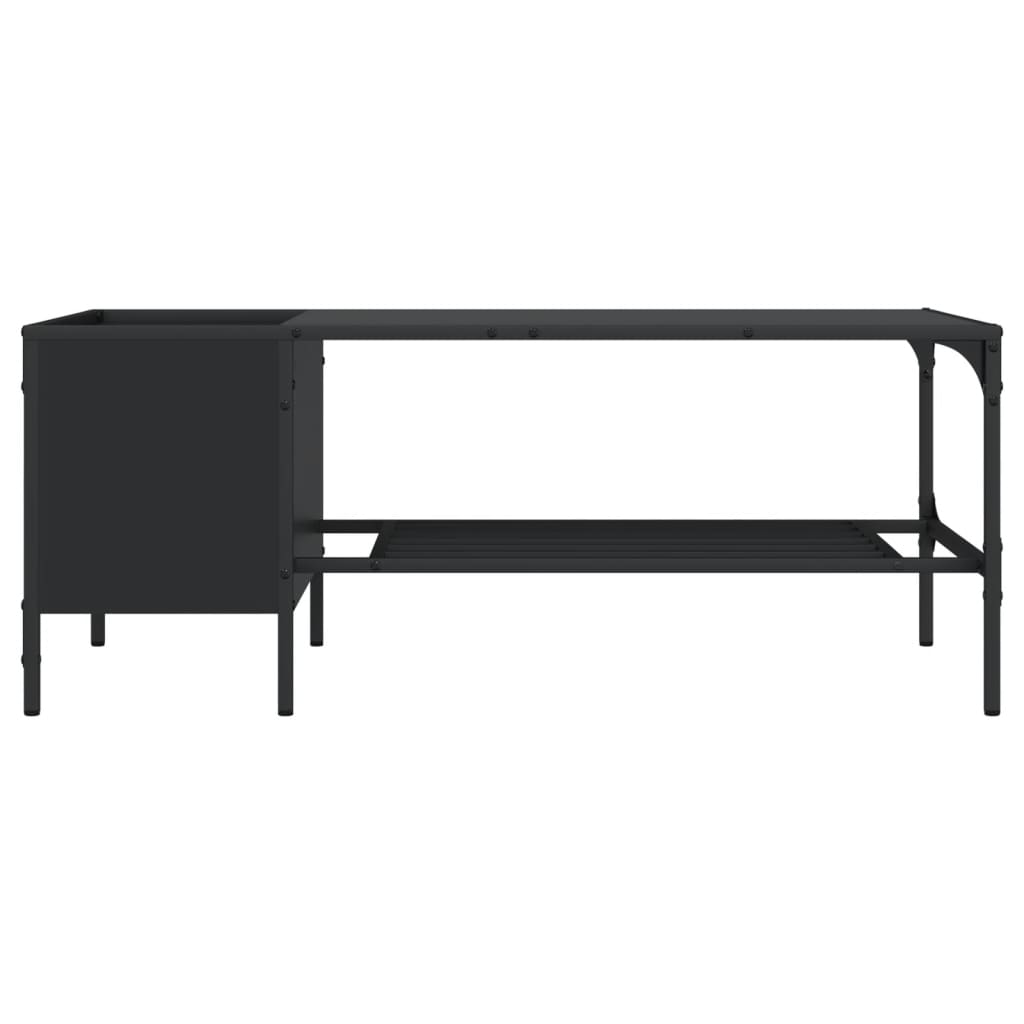 vidaXL kafijas galdiņš ar plauktu, melns, 100x51x40 cm