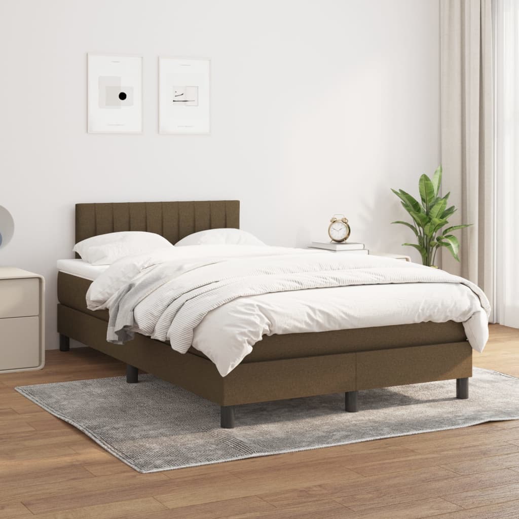 vidaXL atsperu gultas rāmis ar matraci, tumši brūna, 120x200cm, audums