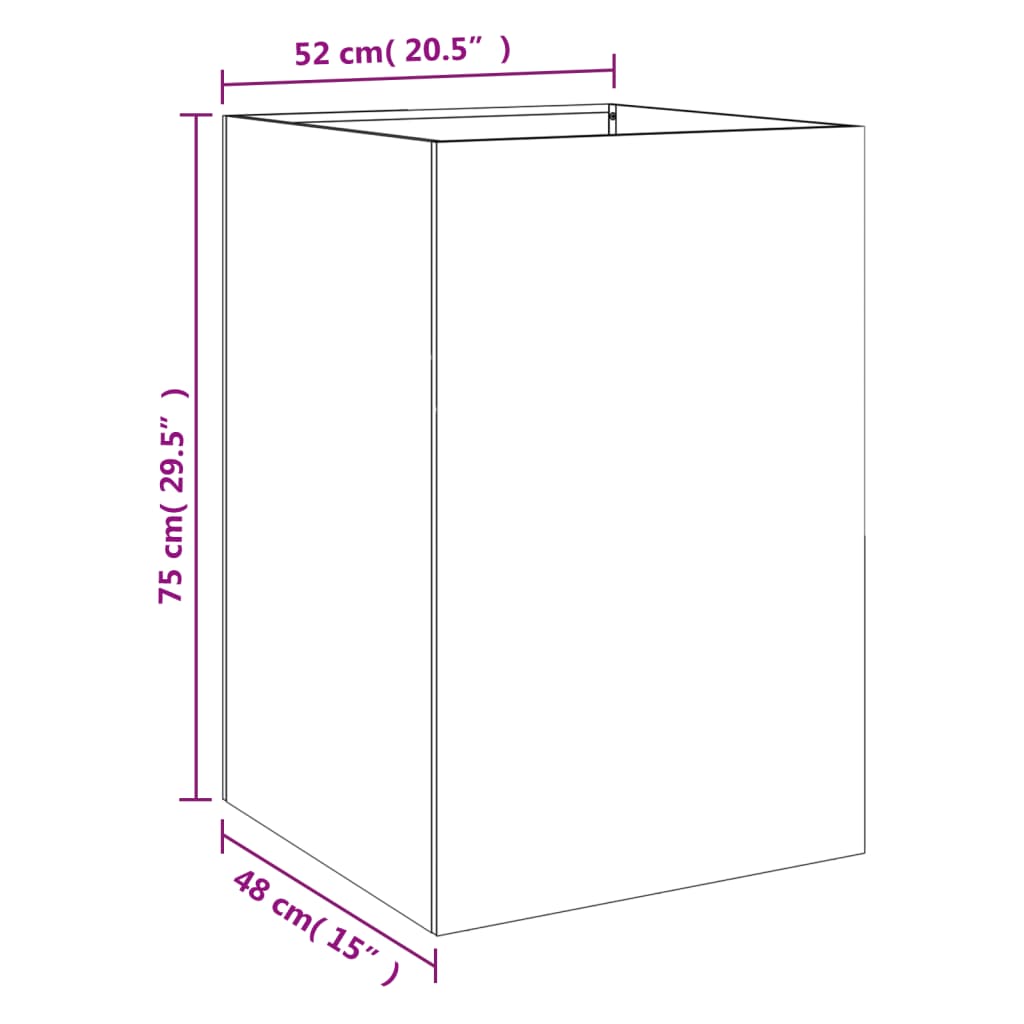 vidaXL puķu kaste, pelēka, 52x48x75 cm, auksti velmēts tērauds
