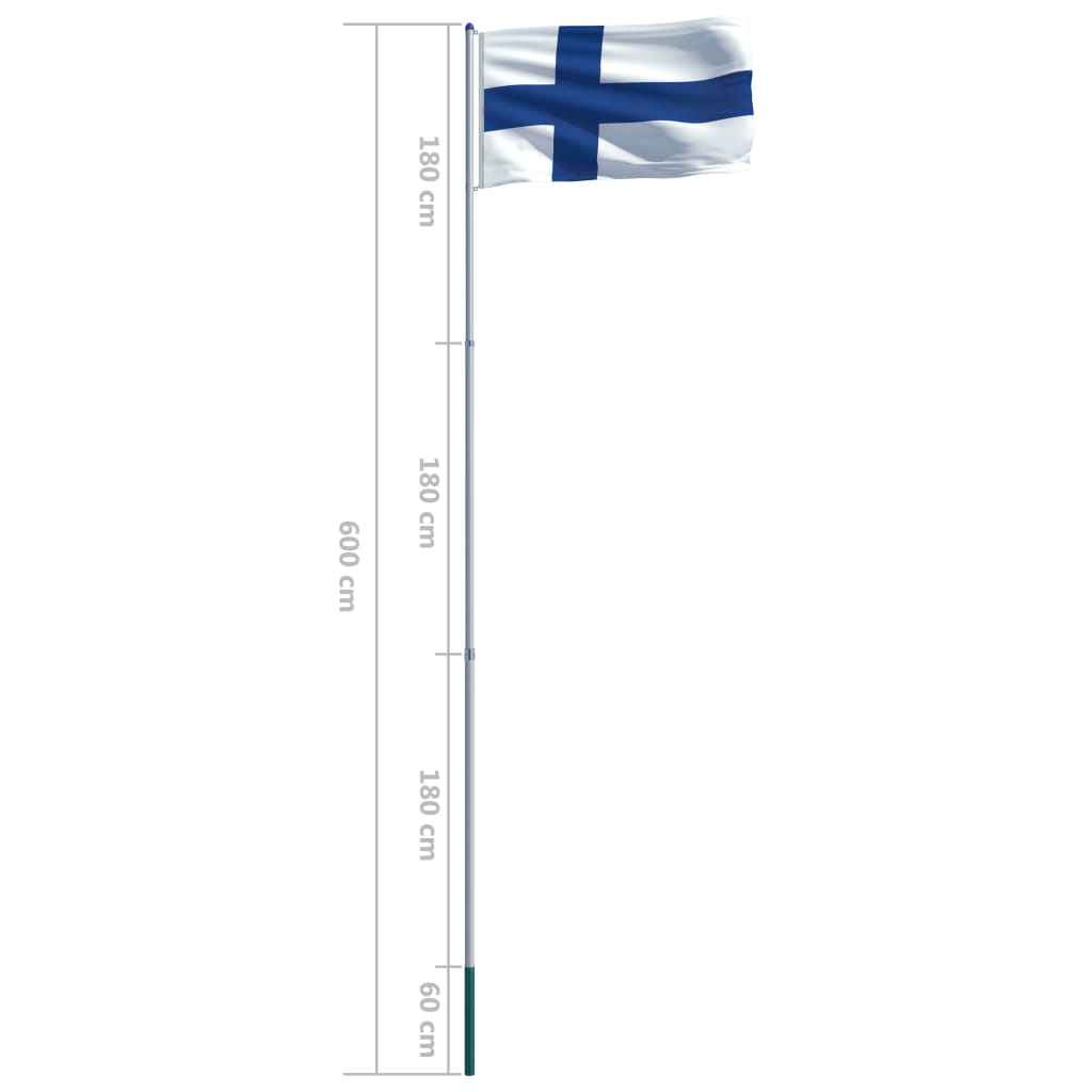 vidaXL Somijas karogs un karoga masts, alumīnijs, 6 m