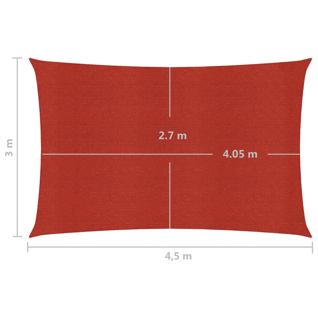 vidaXL saulessargs, 160 g/m², sarkans, 3x4,5 m, HDPE