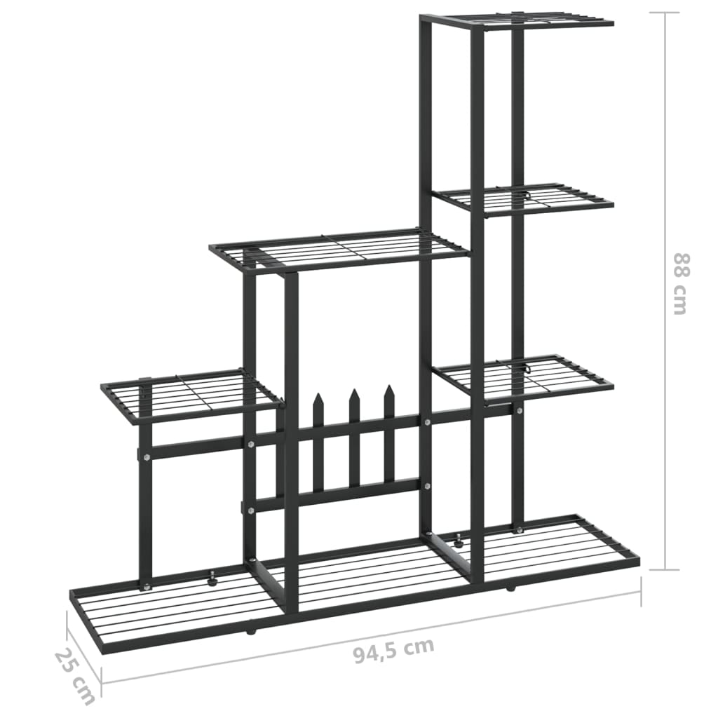 vidaXL 5 līmeņu puķu statīvs, 94,5x25x88 cm, melns metāls