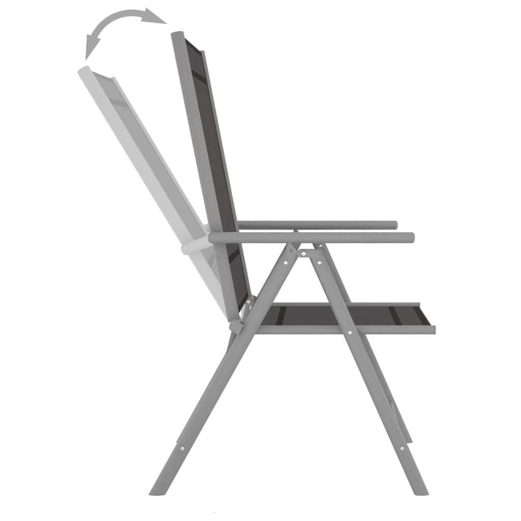 vidaXL saliekami dārza krēsli, 4 gab., tekstilēns, melni