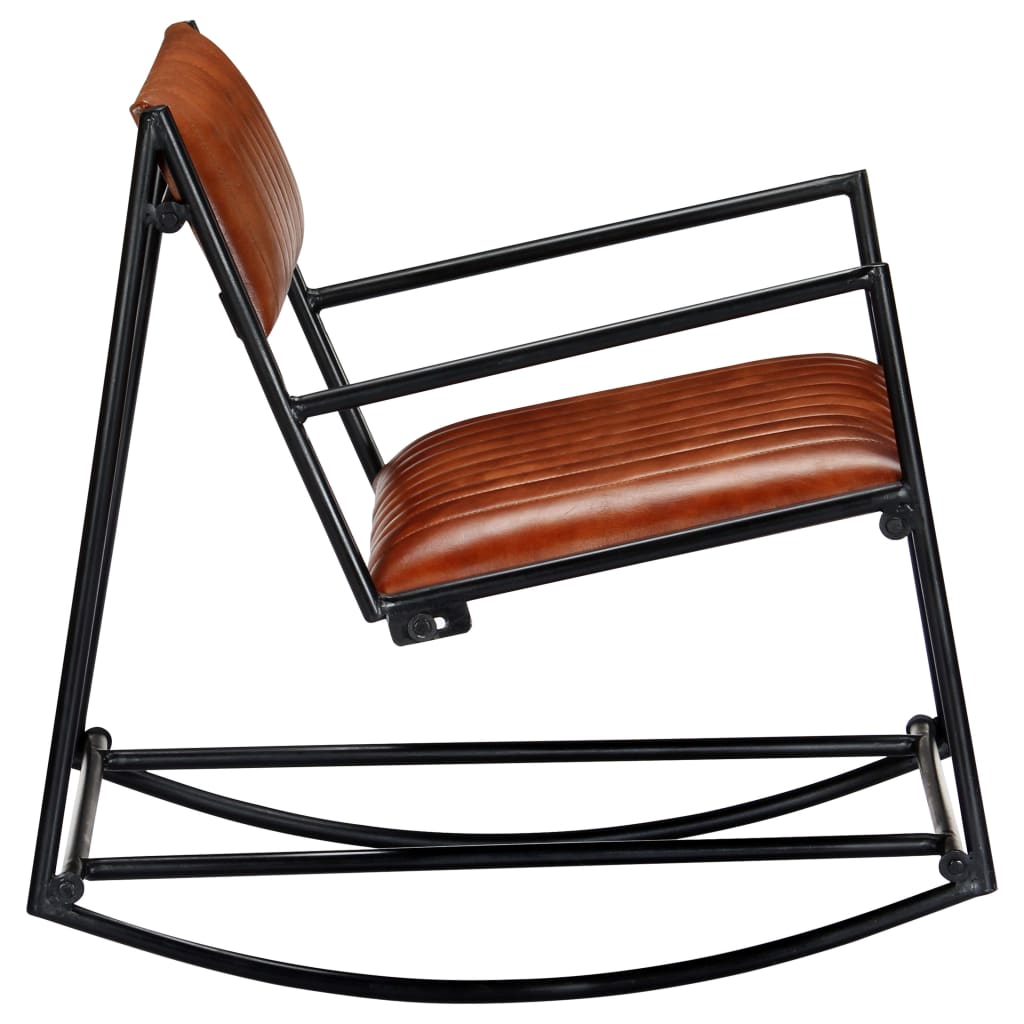 vidaXL šūpuļkrēsls, brūna dabīgā āda