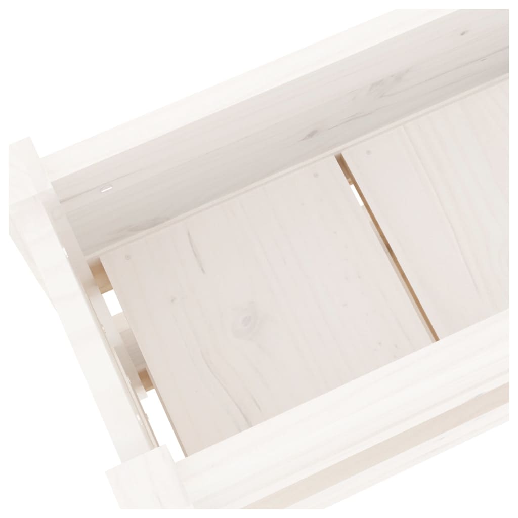 vidaXL puķu kaste, balta, 112x25x66 cm, priedes masīvkoks