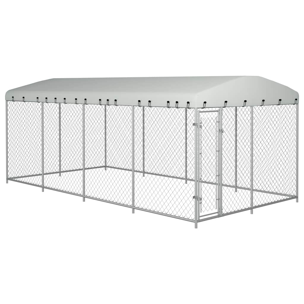 vidaXL suņu voljērs ar jumtu, 8x4x2,3 m