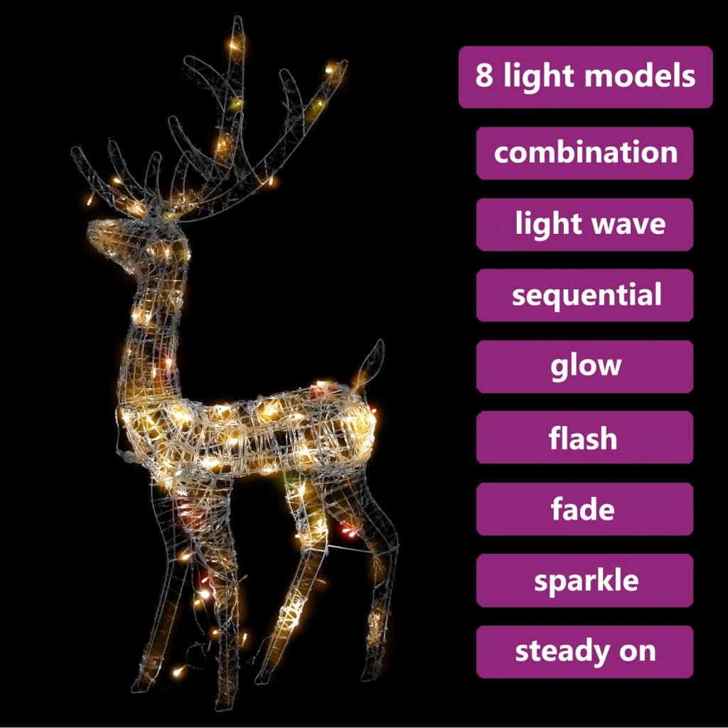 vidaXL Ziemassvētku dekorācija, ziemeļbriedis, 140 LED, 120 cm, akrils