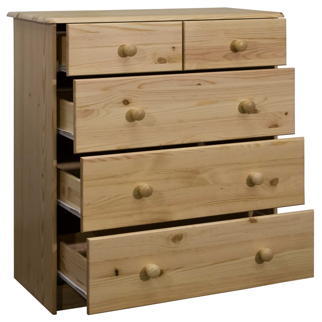 vidaXL kumode ar atvilktnēm, 75x35x80,5 cm, priedes masīvkoks