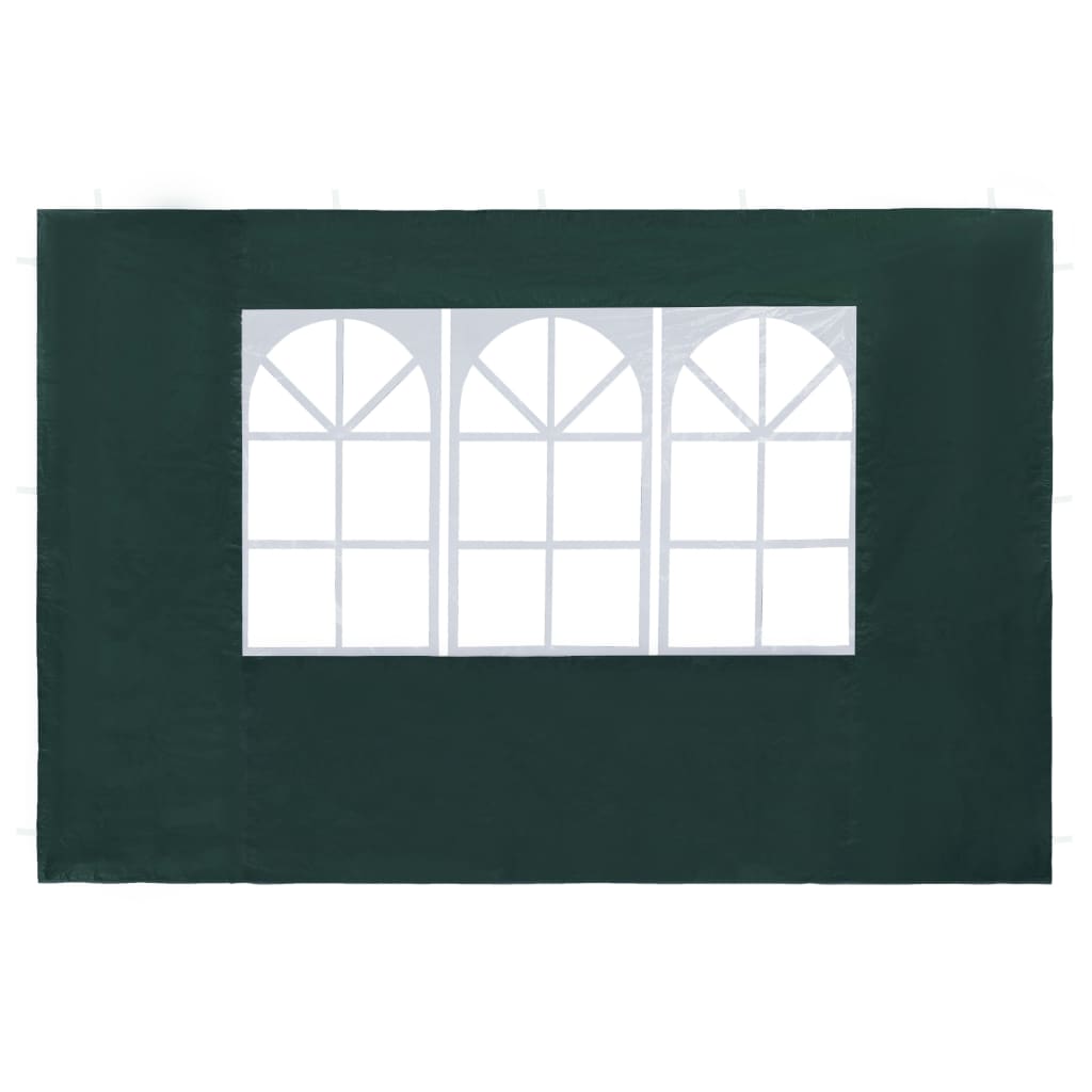 vidaXL dārza telts sānu sienas, 2 gab., ar logiem, PE, zaļas