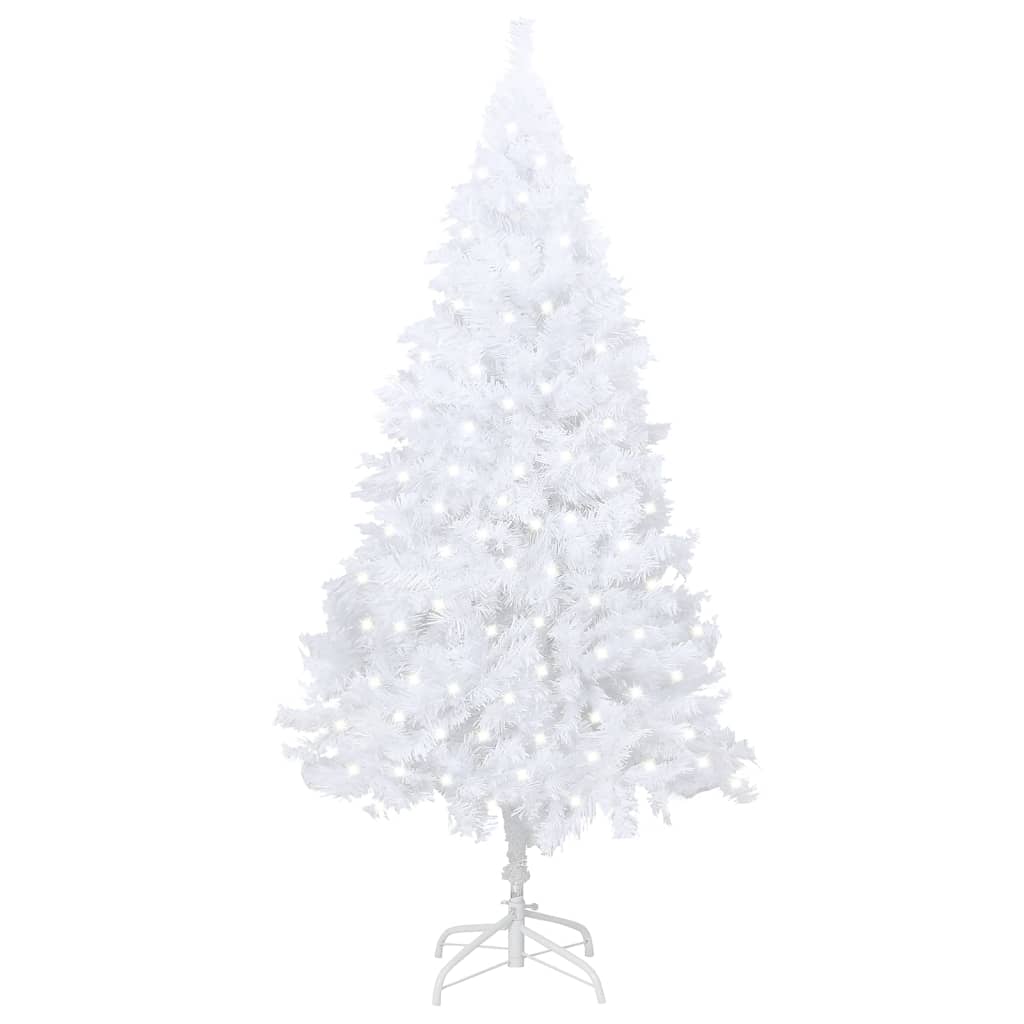 vidaXL izgaismota Ziemassvētku egle, biezi zari, balta, 240 cm