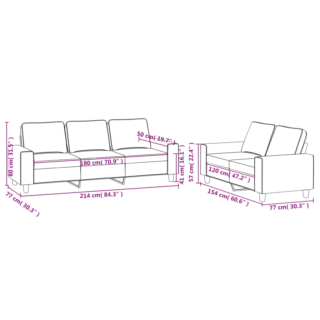 vidaXL divdaļīgs dīvānu komplekts, vīnsarkans audums