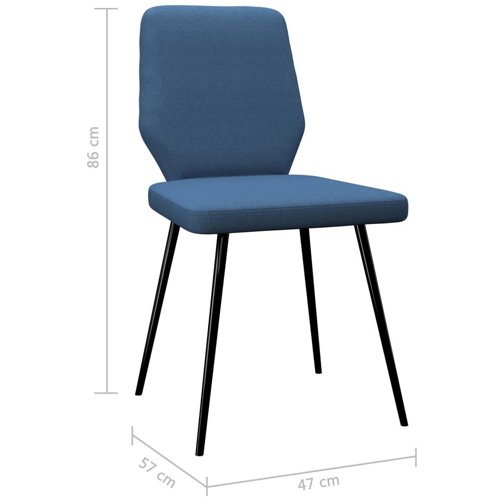 vidaXL virtuves krēsli, 4 gab., zils audums
