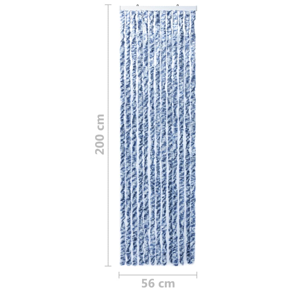 vidaXL kukaiņu aizkars, zils un balts, 56x200 cm, šenils