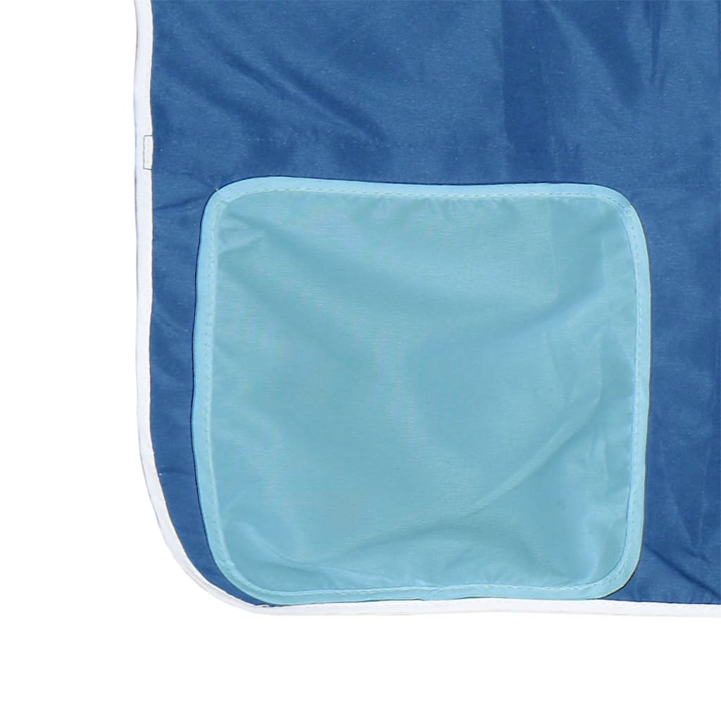 vidaXL bērnu gulta ar aizkariem, zili, 80x200 cm, priedes masīvkoks